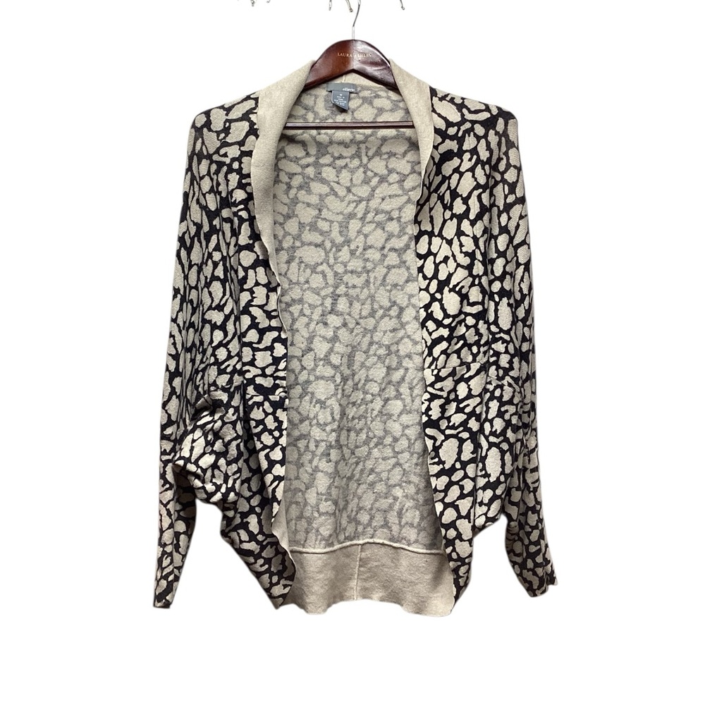Ellavie Cocoon Open Front Sweater. Animal Print. Size Medium